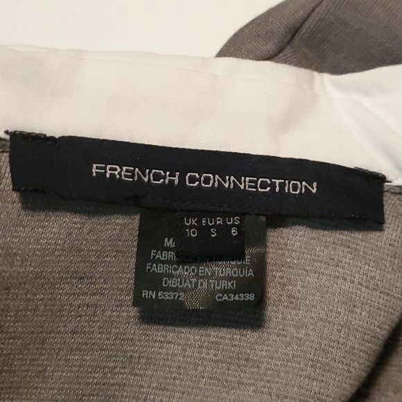 French Connection White Peter Pan Collar Grey Size 6 Dress Fit and Flare - Picture 6 of 9